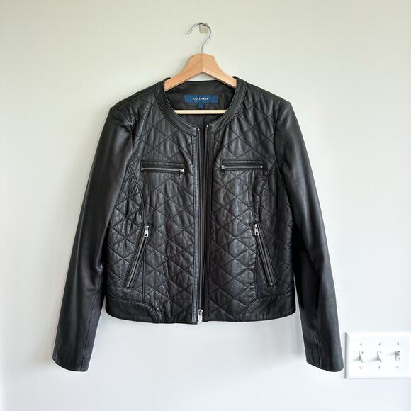 Cole Haan Jackets & Blazers - Cole Haan Genuine Lamb Skin Leather Zip Up Quilted Jacket Black L